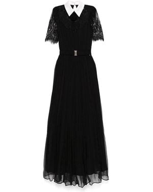 Nissa Lace-Detail Silk Midi Dress - Black