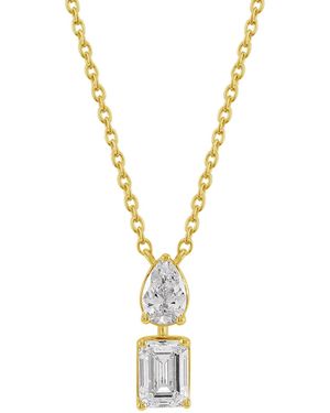 Artisan Pear And Emerald Cut Diamond Pendant Necklace - Metallic