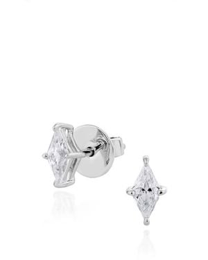 SALLY SKOUFIS Diamond Stud Earrings With Made Cz Diamond Stimulant - White