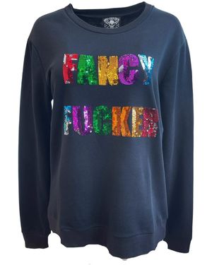 Any Old Iron Fancy Fucker Sequin Sweatshirt - Blue