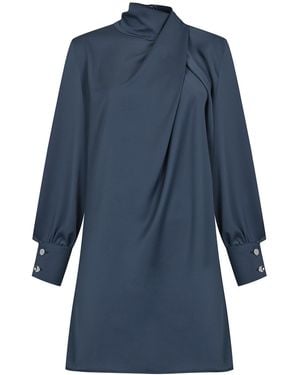Malo Draped Satin Mini Dress - Blue