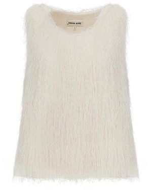 Julia Allert Neutrals Fringe Sleeveless Top – Ivory - Natural