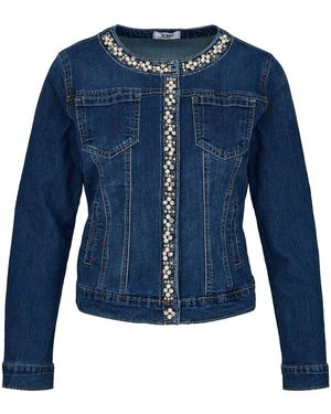 At Last Diamante Denim Jacket - Blue