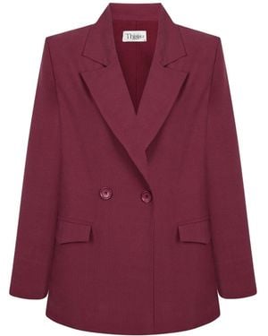 Thisisu Collection Vera Oversize Jacket – Burgundy Striped - Purple
