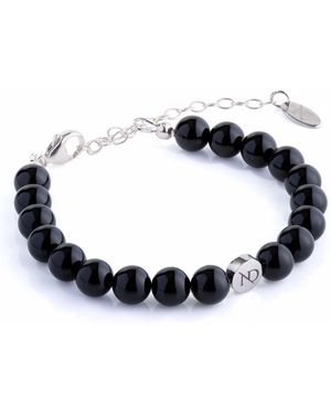N'damus London Adjustable Onyx Gemstone Bracelet & Sterling Chain - Blue