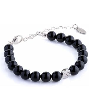 N'damus London Adjustable Onyx Gemstone Bracelet & Sterling Chain - Blue