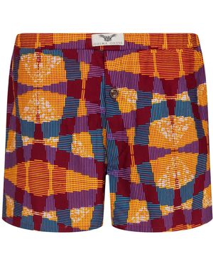 Ohema Ohene Cotton Kente Print Boxers - Orange