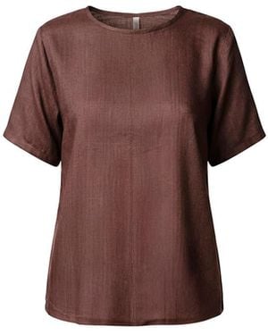 Stovaria Silk Cotton Blend Elegant Relaxed Fit Blouse - Brown