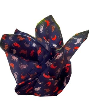 Lazyjack Press Cat's Meow Pocket Square - Blue