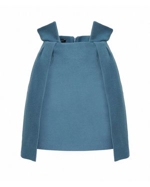 AVENUE No.29 Wool Blend Wrap Mini Skirt - Blue