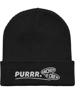 Anchor and Crew Purrr Gen. Organic Cotton Embroidered Beanie - Black
