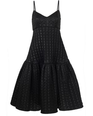 Mirimalist Puff Quilted Voluminous Midi Dress - Black