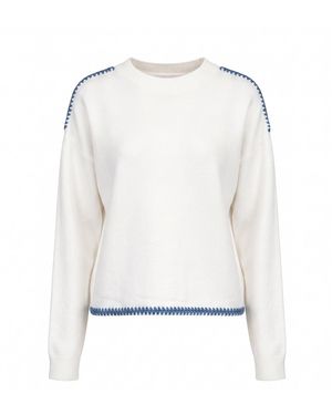 Tantra Spain Sl Oversized Knit Jumper With Topstitching Detail On Hem And Shoulders - White