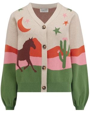Sugarhill Neutrals Adrian Cardigan Oatmeal, Desert Cowgirl - Green