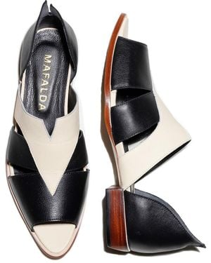 Mafalda Agatha Two-Tone Peep-Toe Sandals - Black