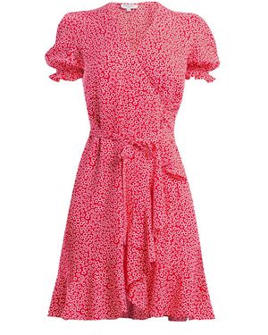 Rumour London Myla Ruffled Wrap Dress With Short Sleeves - Pink