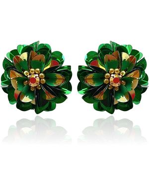 PINAR OZEVLAT Blossom Studs Emerald Two Tone - Green
