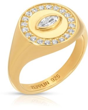 Zepplin the Label Esme Ring-Evil Eye Signet Ring - Metallic