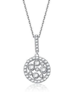 Genevive Jewelry Sterling Plated With Round Cubic Zirconia Drop Pendant Necklace - Metallic