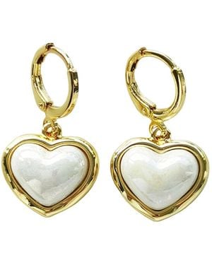 POPORCELAIN Porcelain Pearly Heart Drop Earrings - Metallic