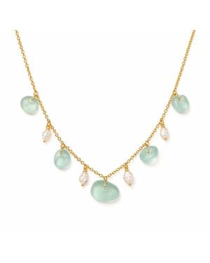 Lalinde Sea Glass & Pearl Necklace - Metallic