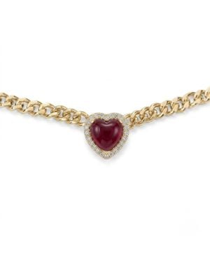 BLOOMTINE | Earth Angel HQ Loves Frequency Mini Plated Ruby Heart Choker Necklace - Multicolour