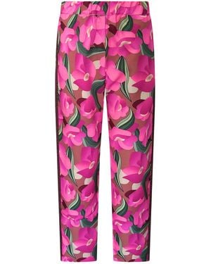Perlavera Sage Peony Pull On Pant With Tape On Side Seam - Pink