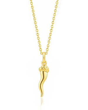 Unaloe Two Tone Sterling Italian Horn Necklace With Plated Pendant - Metallic