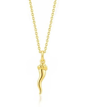 Unaloe Two Tone Sterling Italian Horn Necklace With Plated Pendant - Metallic