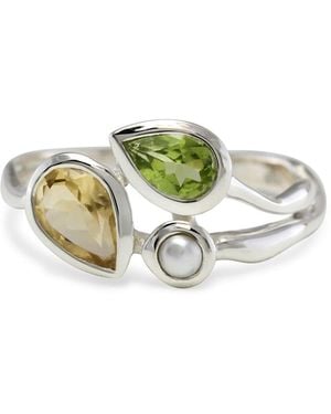 Isla Silver Peridot, Pearl & Citrine Ring - Green