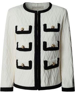 The Extreme Collection Two-Tone Knit Jacket With Contrast Trims - Grey