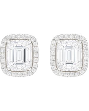 Maison De Gala Emerald-Cut Halo Stud Earrings - Metallic