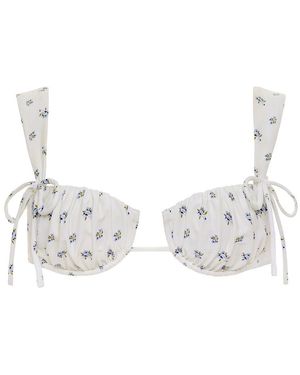 Montce Heidi Floral Petal Wide Straps Bikini Top - Metallic