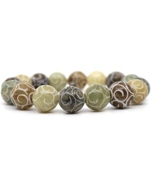 Shar Oke Neutrals Carved Serpentine Bracelet - Green