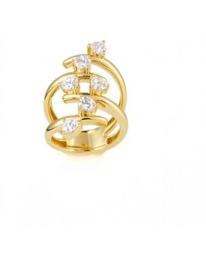 Artisan 14K Multi Pear Diamond Spiral Statement Ring - Metallic