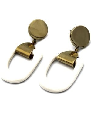 Lala Salama Bahari Resin Oval Earrings - Metallic
