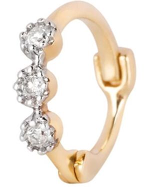 Zohreh Mini Diamond Trilogy Huggie Hoop Earring 9K Solid - Metallic