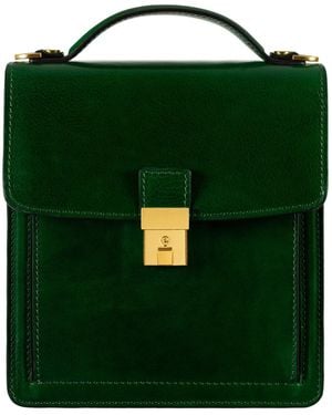 Time Resistance Small Leather Briefcase For - Green