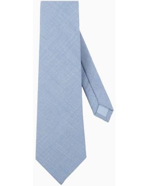 LE COLONEL Arctic Italian Wool Tie - Blue