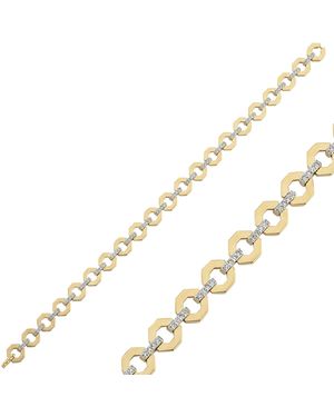 Dime Tribe Octagonal Diamond Detail Chain Bracelet - Metallic