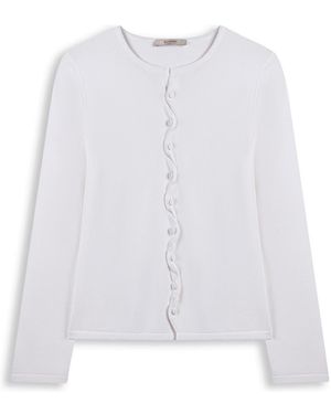 Nocturne Wave Placket Knit Cardigan - White
