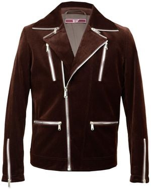 DAVID WEJ Washington Corduroy Biker Jacket - Brown