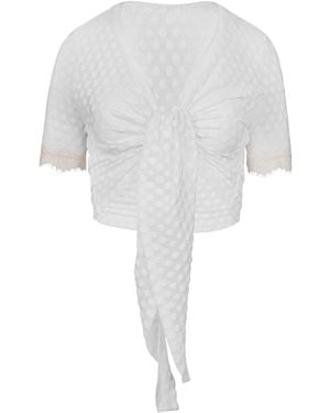 Oh!Zuza Polka Dot Wrap Bolero - White