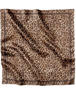 Lamberty Munich Neutrals Mulberry Silk Scarf Leopard Savannah Sand - Natural