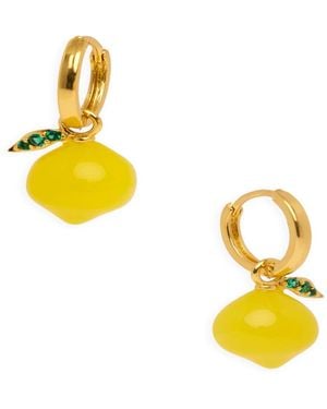 Saachi Lemon Huggie Charm Earrings - Yellow