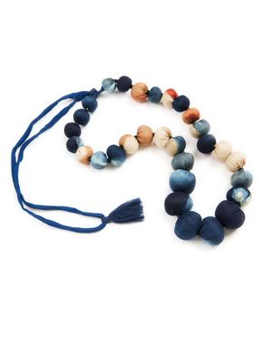Variously Mihika Silk Beaded Necklace Modern Artisanal— Indigold - Blue