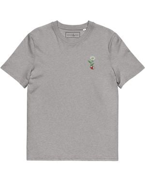 Anchor and Crew Heather Daisy Garden Dystopia Organic Cotton Embroidered T-Shirt - Grey
