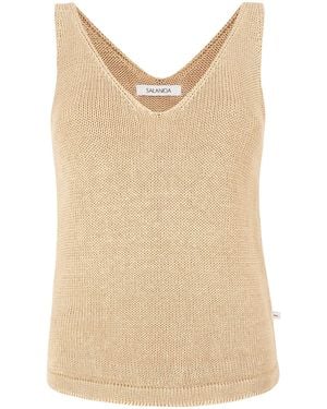 SALANIDA Neutrals Mare 100% Linen Tank Top Sand - Natural