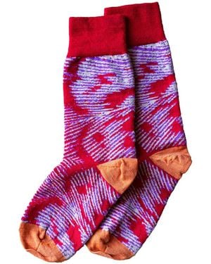 Essien & Emre Pavo Pattern Wool Socks - Red