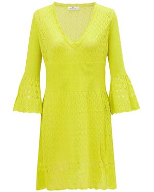 Peraluna Yoho Openwork V-Neck Knit Mini Dress - Yellow
